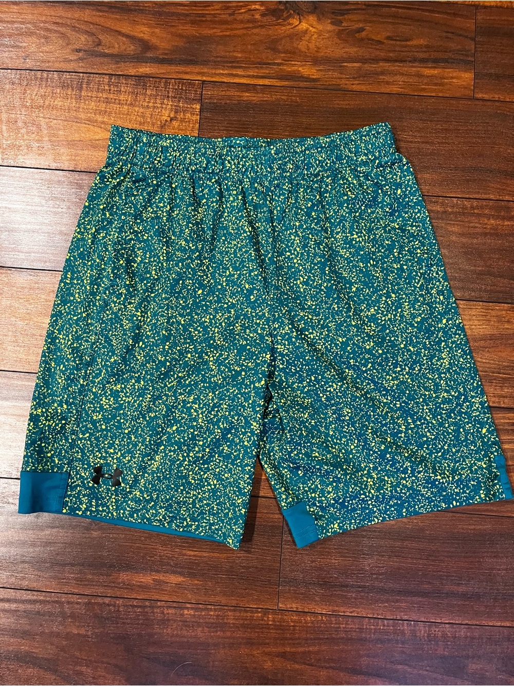 Under Armour Men’s Teal with Yellow Speckle Training Shorts